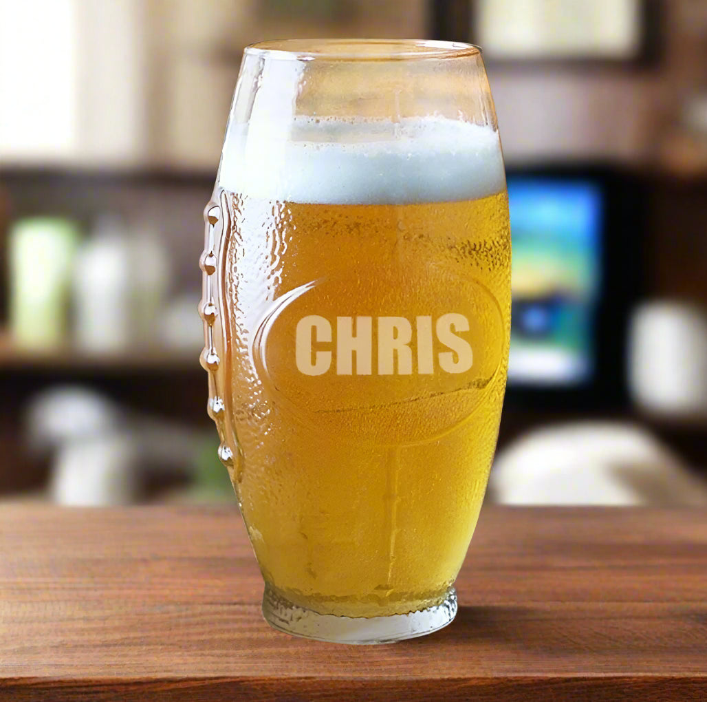Personalized Football Beer Glass - Tailgate Must-Have