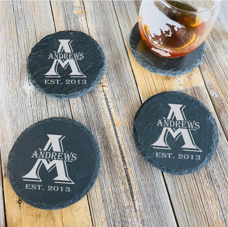 Custom Personalized Slate Coaster Set