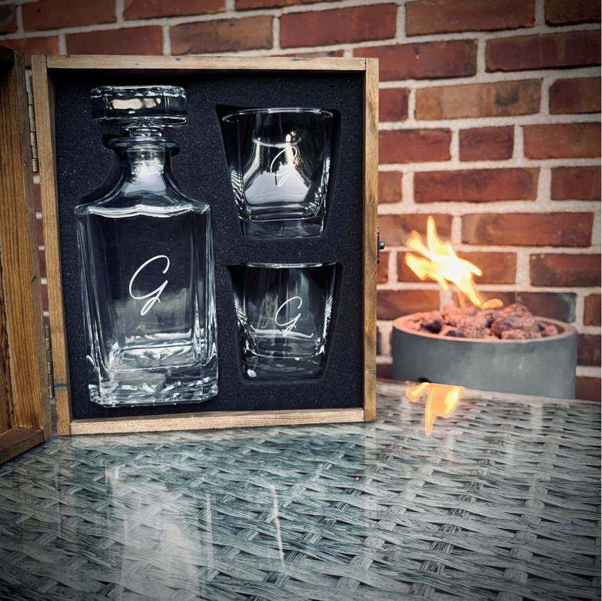Personalized Decanter Box Set - Decanter Set - GroomsDay