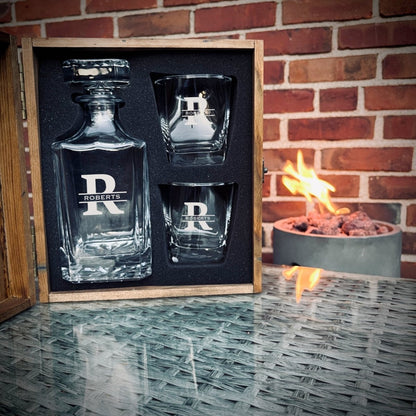 Personalized Decanter Box Set - Decanter Set - GroomsDay