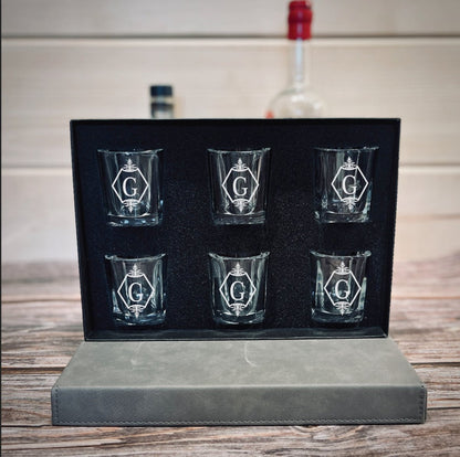 Unique Personalized Shot Glass Set Customized Gift Set Gifts for Men by Groovy Guy