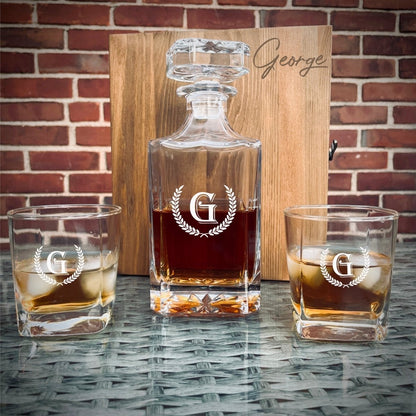 Personalized Decanter Box Set - Decanter Set - GroomsDay