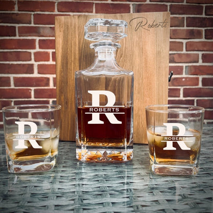 Personalized Decanter Box Set - Decanter Set - GroomsDay