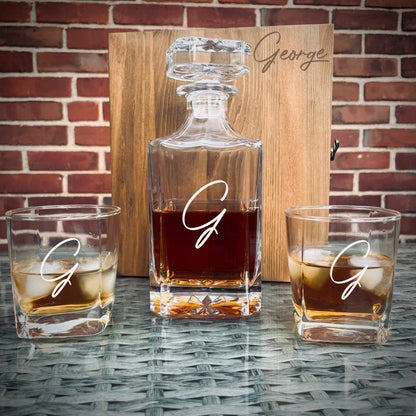 Personalized Decanter Box Set - Decanter Set - GroomsDay