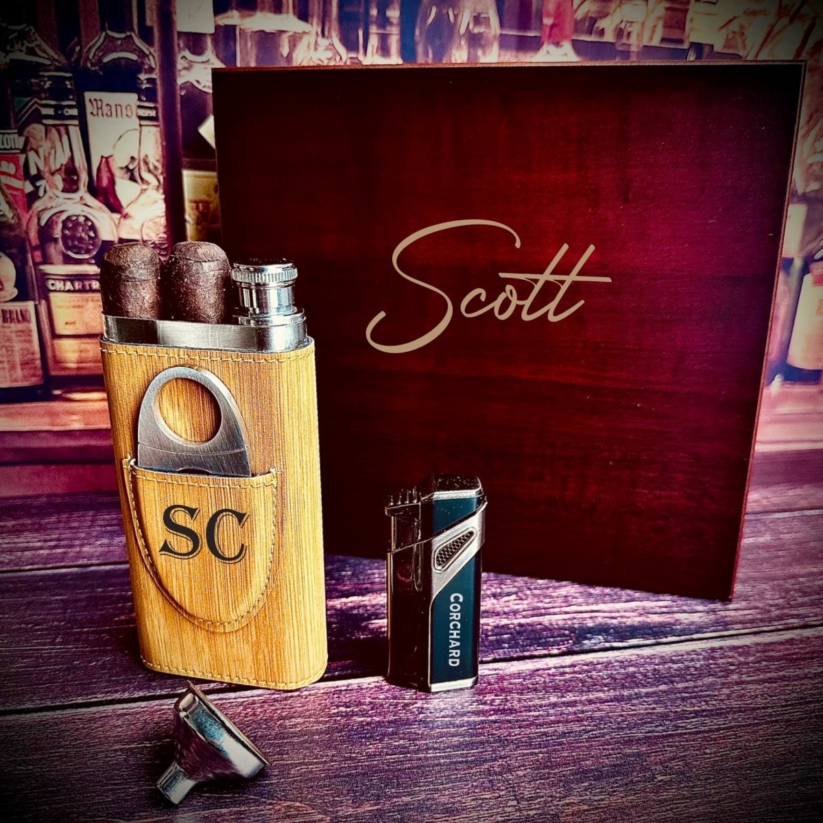 Handsome Personalized Cigar Gift Box Set - Gift Set - GroomsDay