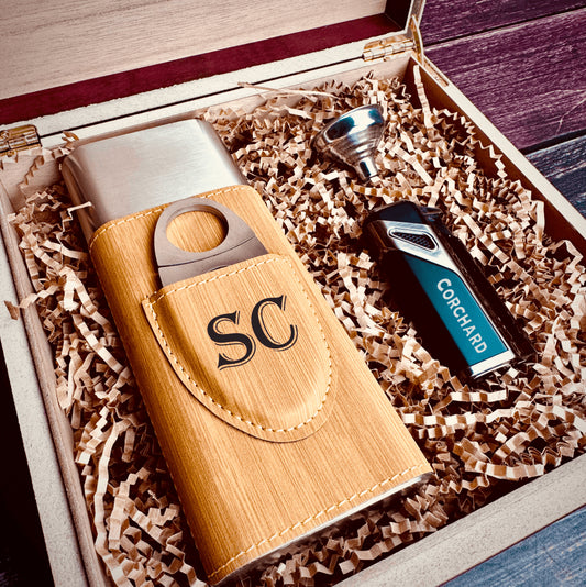 Handsome Personalized Cigar Gift Box Set - Gift Set - GroomsDay
