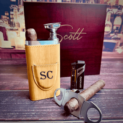 Handsome Personalized Cigar Gift Box Set - Gift Set - GroomsDay