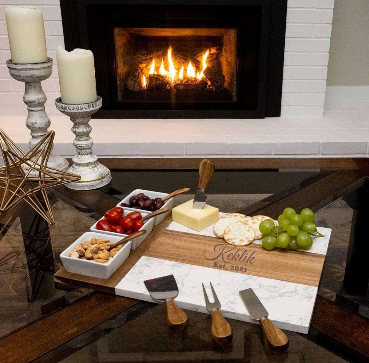 Personalized Marble Serving Board - GroomsDay