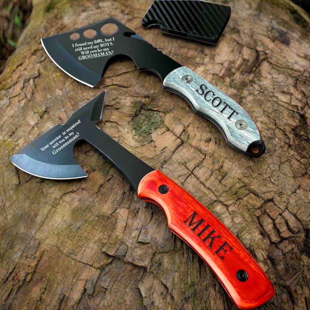 Personalized Name Groomsman Best Man Hatchet Proposal
