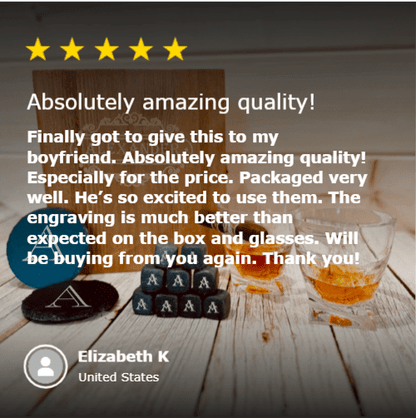 Elegant Personalized Whiskey Glass and Stones Set - Gift Set - GroomsDay