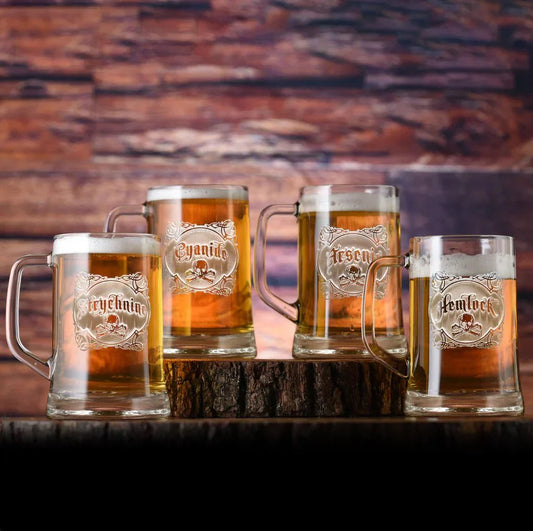 23 oz Name Your Poison Beer Mug Set in 3D - Drinking Glass - GroomsDay