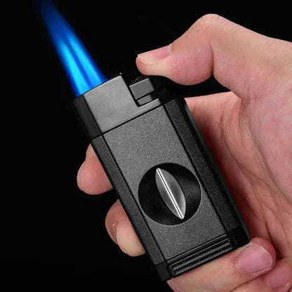Elegant Personalized V - Cut Lighter: Dual Flame Precision - Cigar - GroomsDay