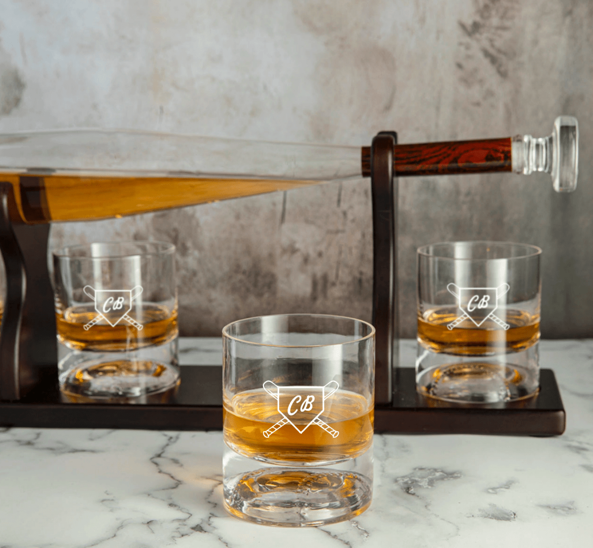 Personalized Baseball Bat Decanter Set - Baseball - GroomsDay