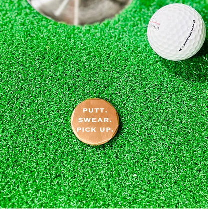 Humorous Putt, Swear, and Pick - Up Golf Ball Marker - Golf - GroomsDay