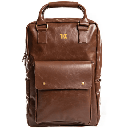 Unique Personalized Luxe Leather Laptop Backpack Customized Duffel Bags Gifts for Men by Groovy Guy