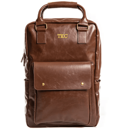Unique Personalized Luxe Leather Laptop Backpack Customized Duffel Bags Gifts for Men by Groovy Guy