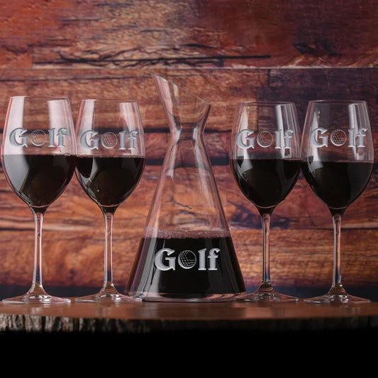 Golf Engraved Crystal Wine Decanter Set - Decanter Set - GroomsDay