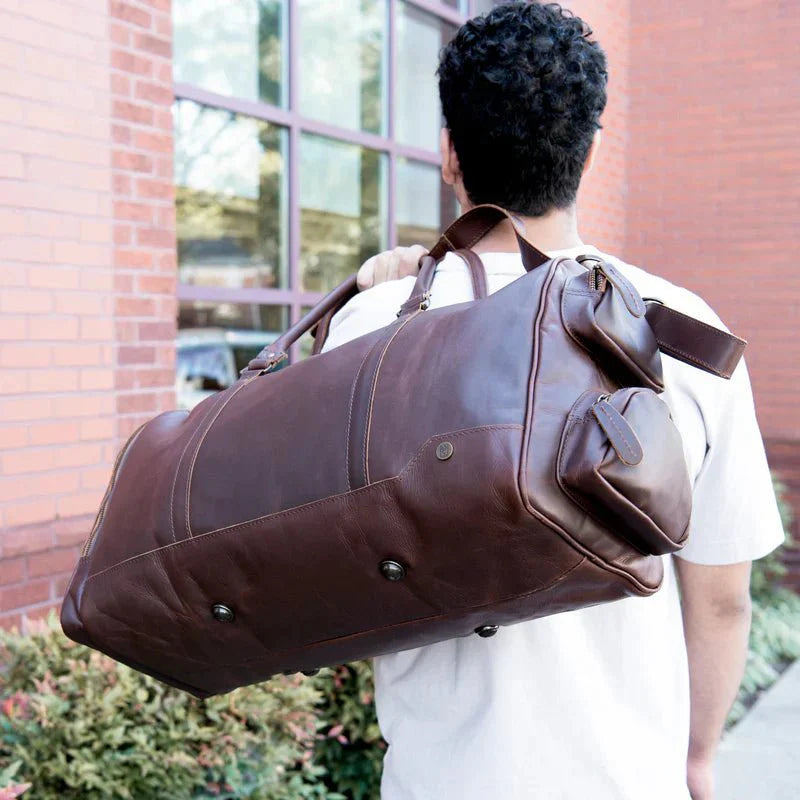 Monogrammed Luxury Leather Duffle Bag - Duffel Bags - GroomsDay