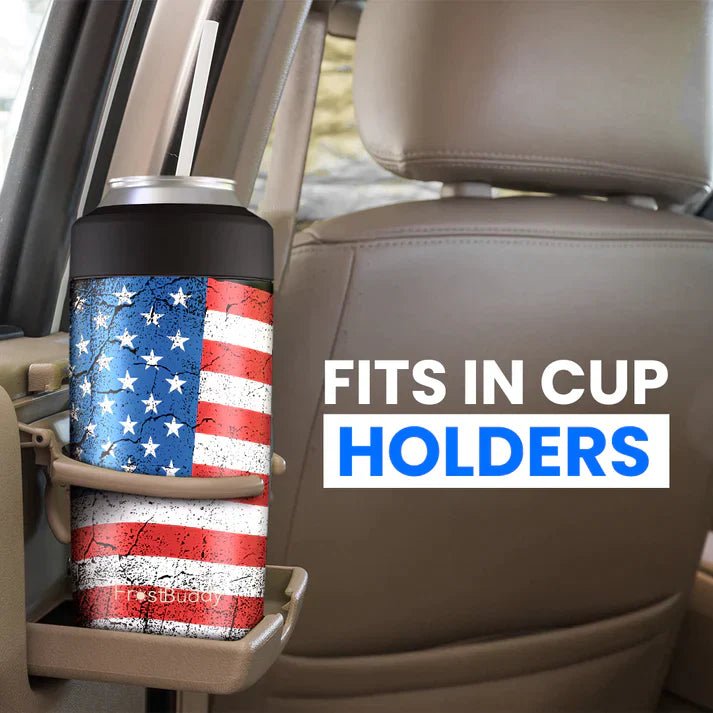 Versatile golf cart cooler fits cans, bottles, and doubles as a coffee mug with long-lasting insulation