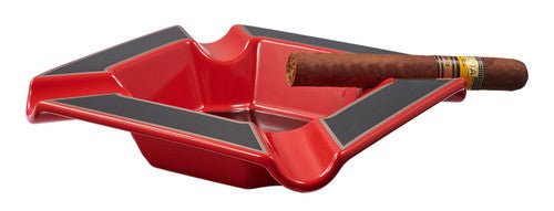 red and black porcelain cigar ashtray personalized custom initials side view