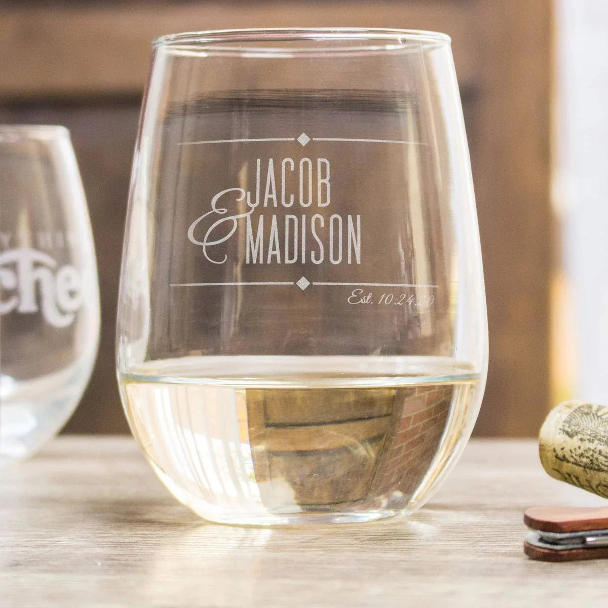 Couples Wine & Cheese Set - Design: N2 - Cutting Board - GroomsDay