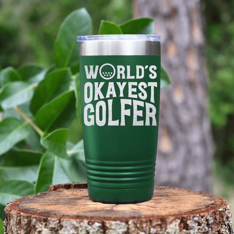 20oz stainless steel golf tumbler with double-wall insulation and fade-proof laser-etched design.