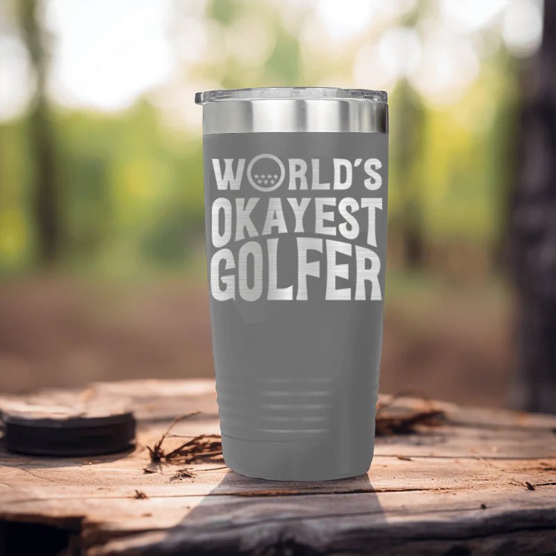 20oz stainless steel golf tumbler with double-wall insulation and fade-proof laser-etched design.