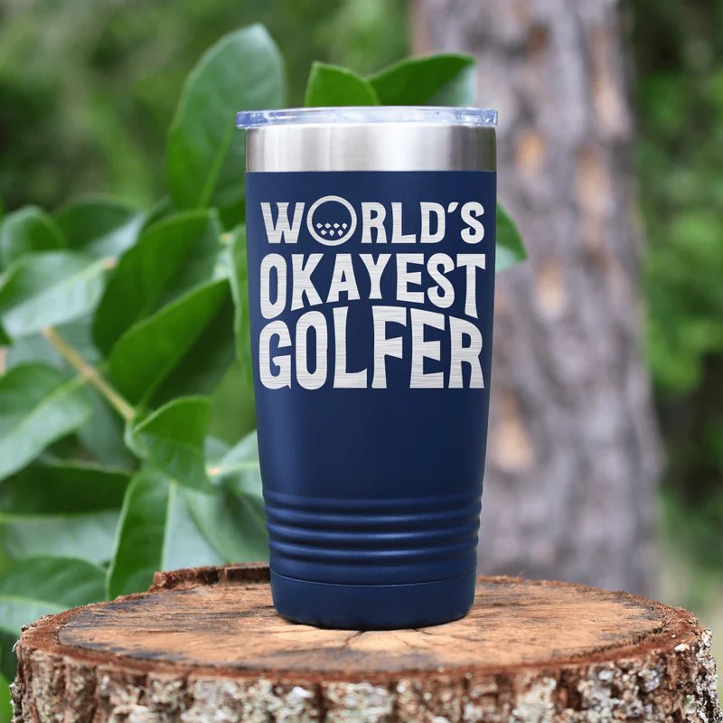 20oz stainless steel golf tumbler with double-wall insulation and fade-proof laser-etched design.