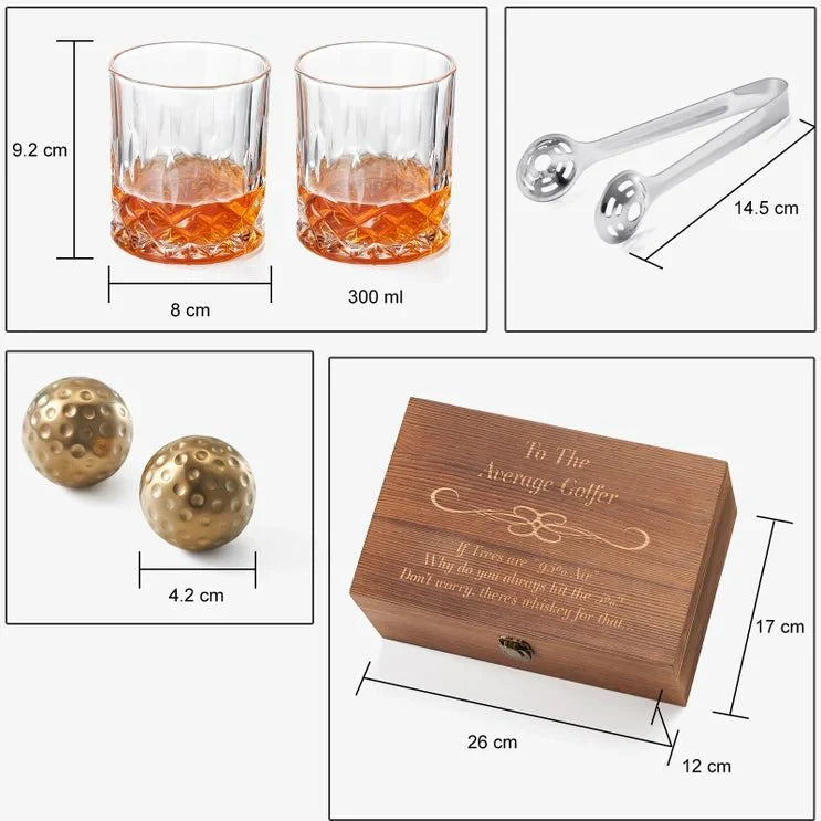 Average Golfer Whiskey Gift Box - Golf Gift Set - GroomsDay