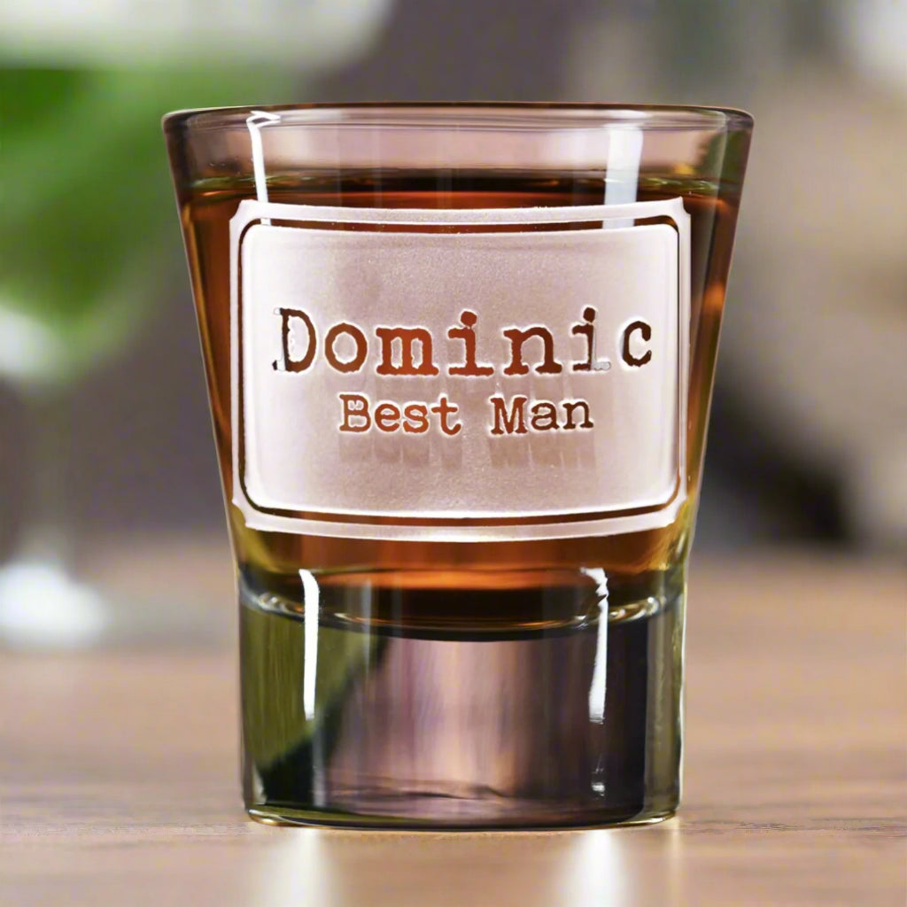 Modern Best Man Shot Glass Square Name Personalized