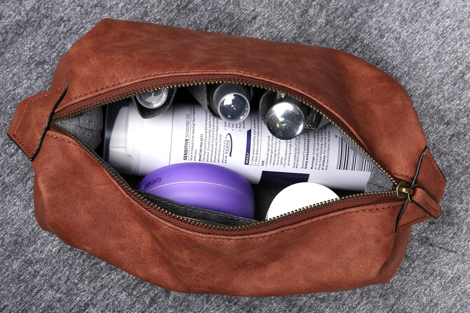 Personalized Brown Vegan Leather Dopp Kitt 