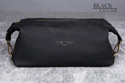 Personalized Brown Vegan Leather Dopp Kitt 