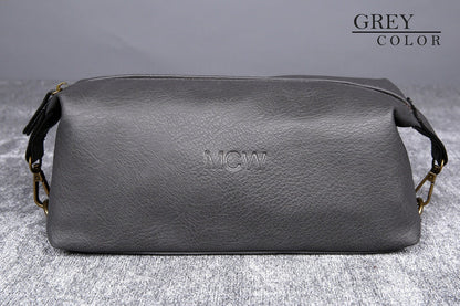 Personalized Brown Vegan Leather Dopp Kitt 