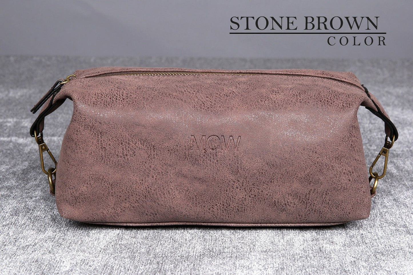 Personalized Brown Vegan Leather Dopp Kitt 