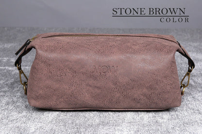 Personalized Brown Vegan Leather Dopp Kitt 