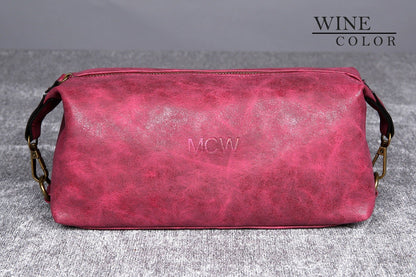 Personalized Brown Vegan Leather Dopp Kitt 