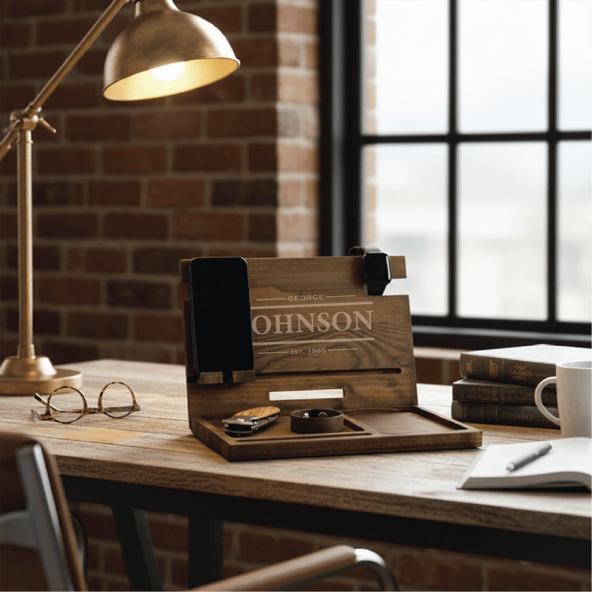 Personalized Wooden Docking Station - Anniversary - GroomsDay