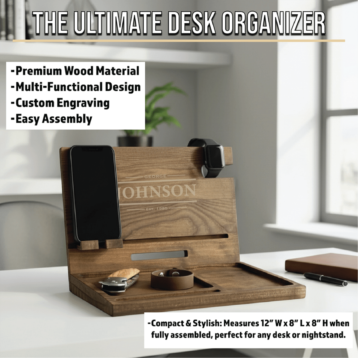 Personalized Wooden Docking Station - Anniversary - GroomsDay