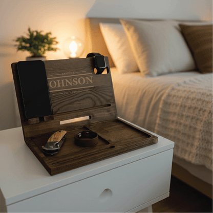 Personalized Wooden Docking Station - Anniversary - GroomsDay