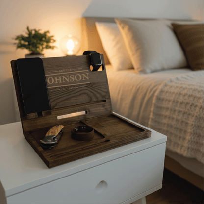 Personalized Wooden Docking Station - Anniversary - GroomsDay