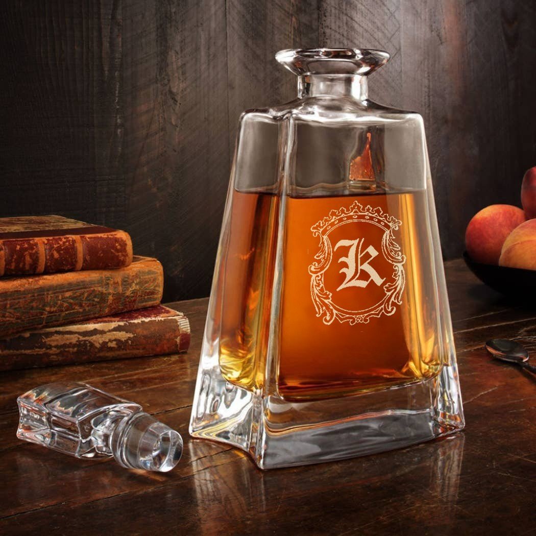 Classy Custom Personalized Crystal Decanter with Initial Monogrammed