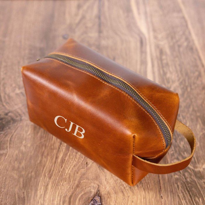 Custom Brown Leather Dopp Kit Dopp Kit