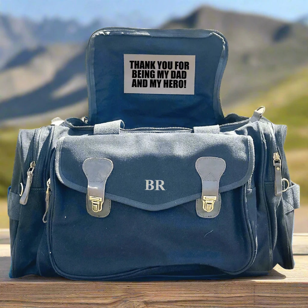 Power duffle bag Blue with Message