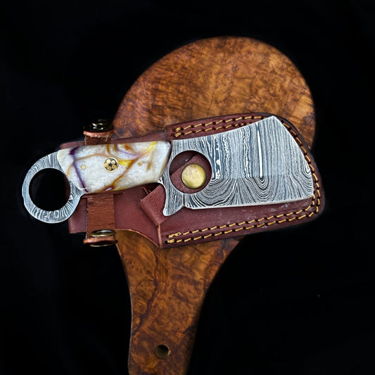 Damascus Chopper Knife - Damascus Knife - GroomsDay