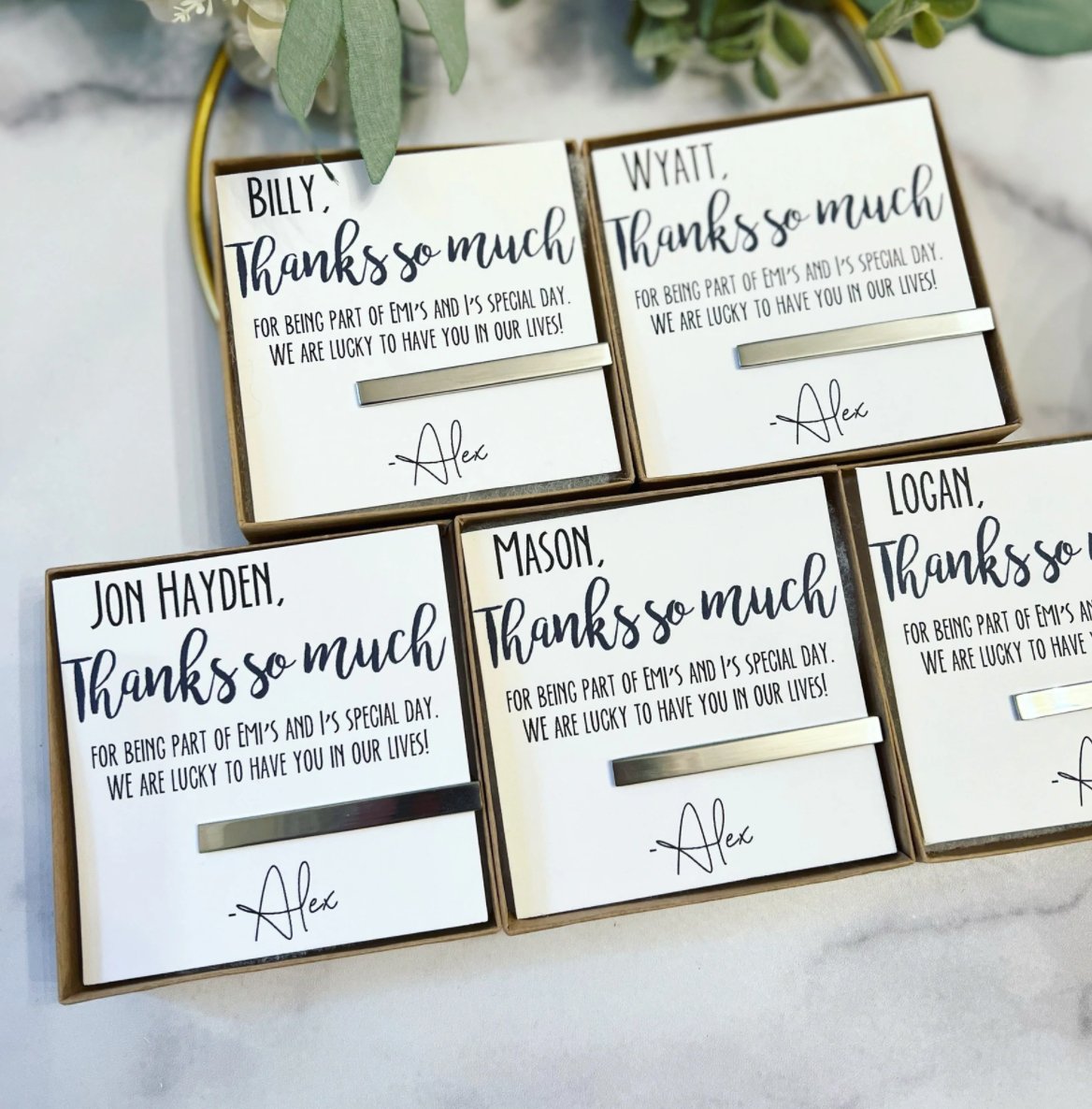 Groomsmen Tie Bar Thank You Note Tie Bar