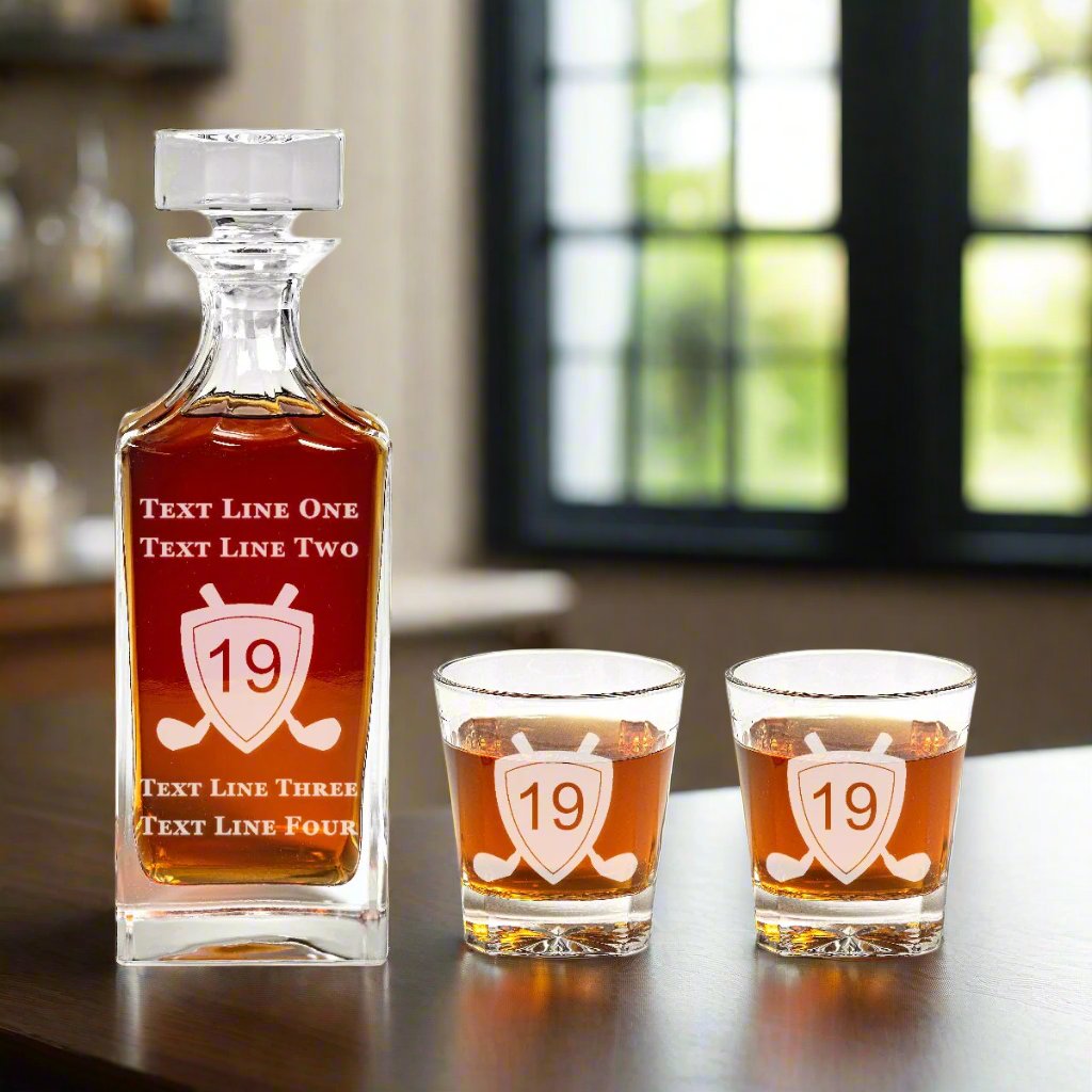 Engraved Golfers 19th Hole Decanter store Set - Custom Golf Lovers Bourbon Barware Collection - Unique Gift for Golfer - Retirement Present