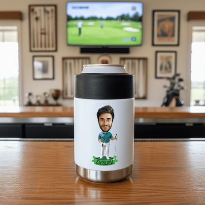 Personalized Golfer Caricature Can Cooler - Personalized Koozie - GroomsDay