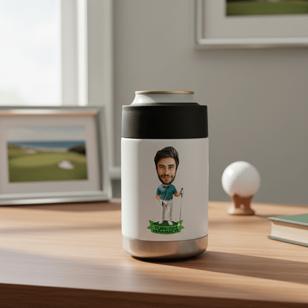 Personalized Golfer Caricature Can Cooler - Personalized Koozie - GroomsDay