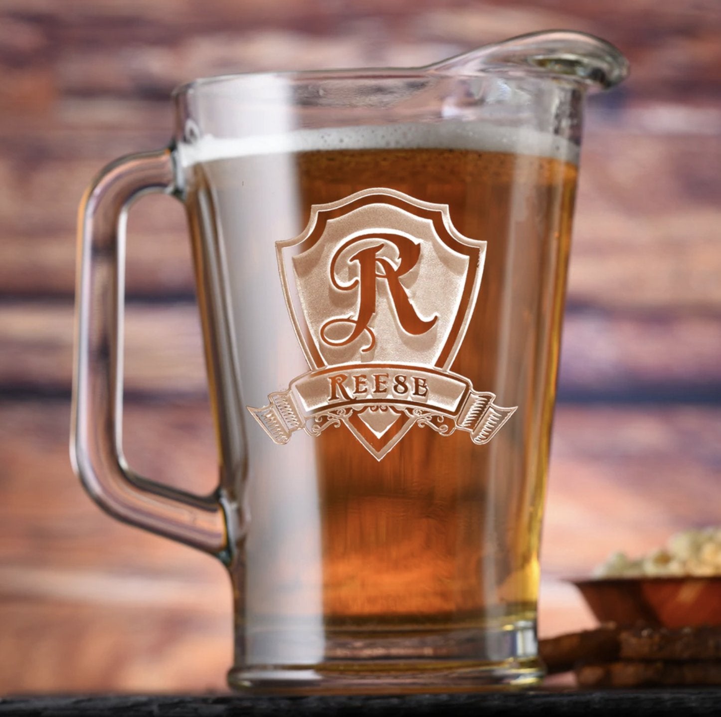 Sand Engraved Beer Pitcher