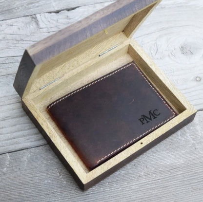 Etched Leather Wallet - Wallets - GroomsDay